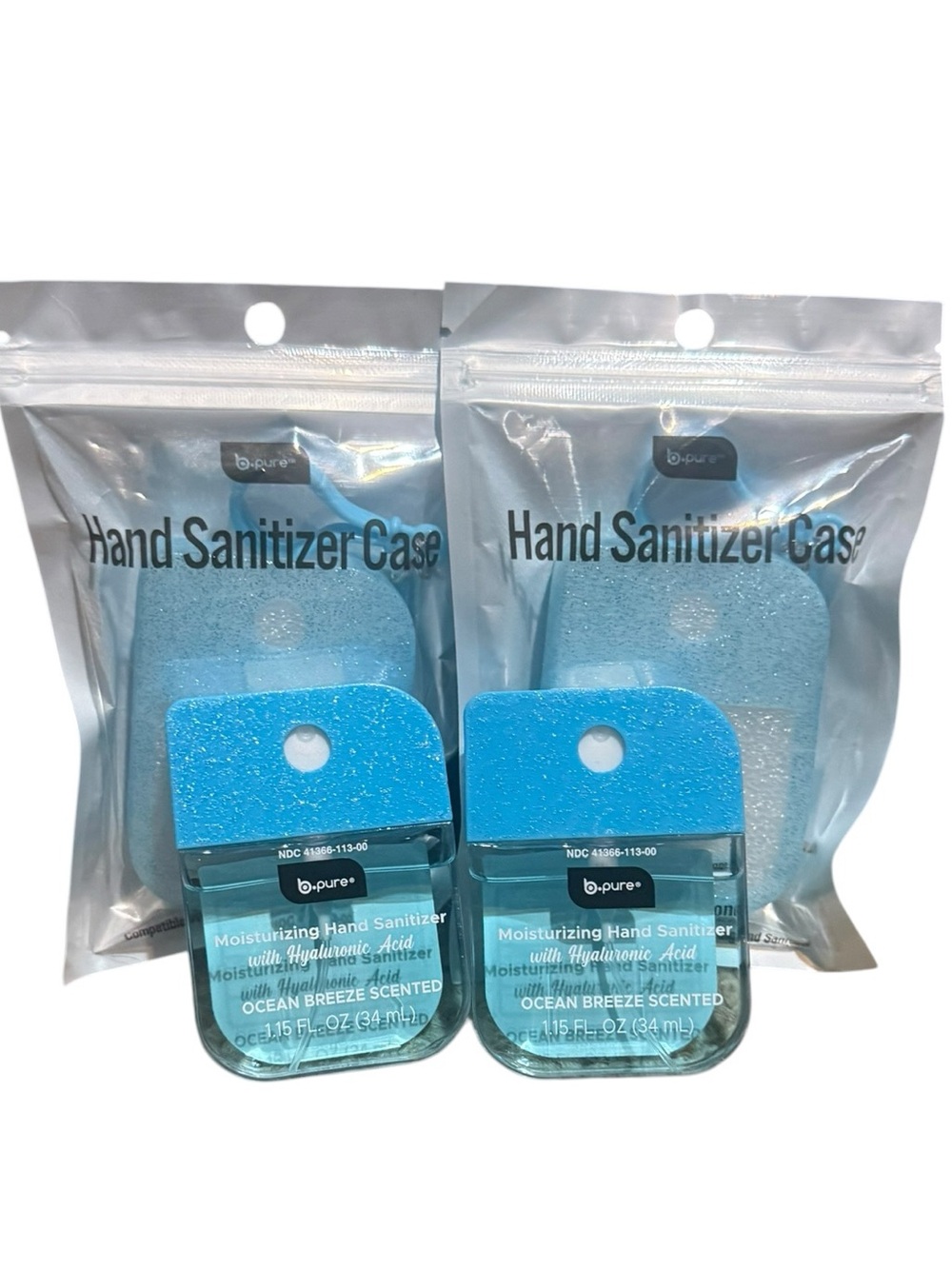 b.pure Moisturizing Ocean Breeze Hand Sanitizer & Clip On Carry Case NWT 2 Pack